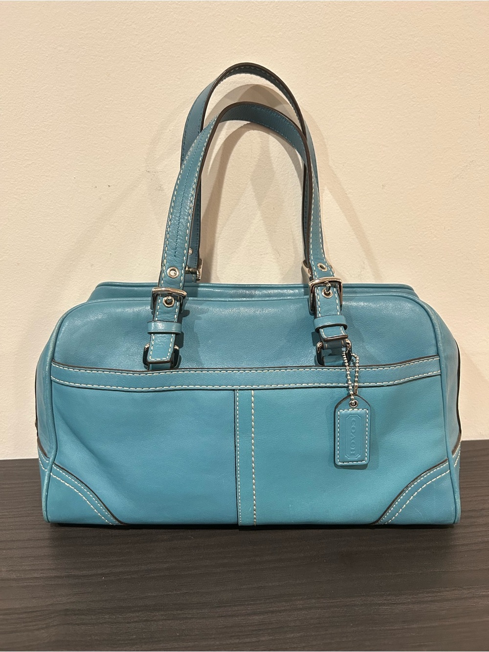 Coach Hampton Satchel Handbag Teal color EUC